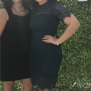 Francesca's Collections Green Lace Midi Dress